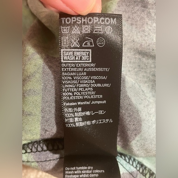 Topshop Women’s Green Palm Print Spaghetti Strap Romper Jumpsuit Size 4 - Picture 8 of 8